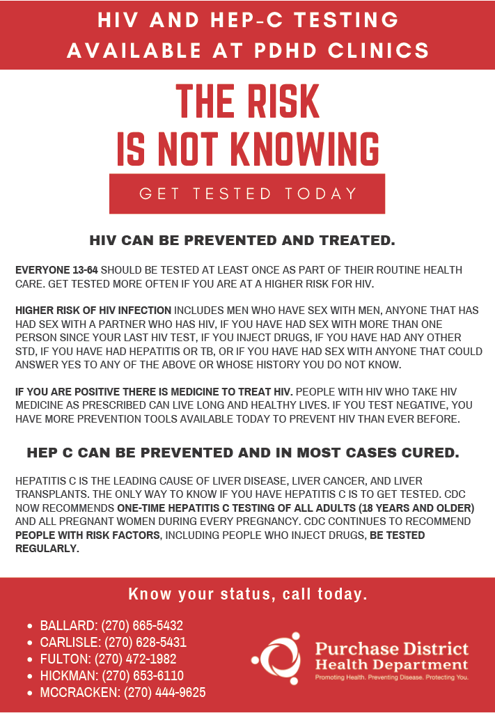 std testing | hiv testing | purchase district health department